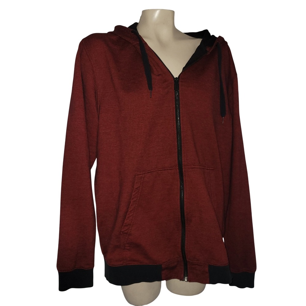 Vans Full Zip Hoodie Red Black Heathered Mens L skater California surfer Y2K
